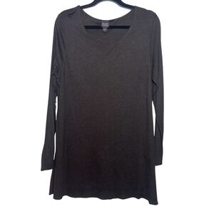 Eileen Fisher Long Sleeve Tunic Top Charcoal Gray Size L